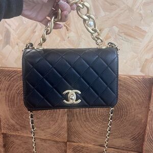 Chanel Black Quilted Crossbody with Gold Chain